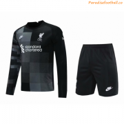 2021-22 Liverpool Long Sleeve Black Goalkeeper Soccer Kits (Shirt+Shorts)