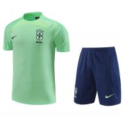 2022 FIFA World Cup Brazil Green Pre-Match Training Kits Shirt with Shorts