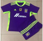 Kids Tigres UANL 2021-22 Purple Goalkeeper Soccer Kits Shirt With Shorts