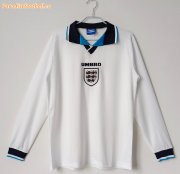 1996 England Retro Long Sleeve Home Soccer Jersey Shirt