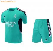 2021-22 Real Madrid Green Training Uniforms Soccer Shirt with Shorts