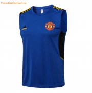 2021-22 Manchester United Blue Training Vest Soccer Shirt