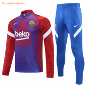 2021-22 Barcelona Red Blue Training Kits Sweat Shirt with Pants