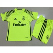 Kids Real Madrid 2016-17 Green Goalkeeper Shirt With Shorts