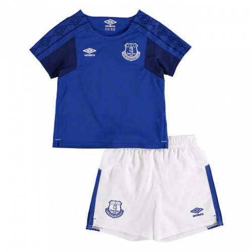 Kids Everton 2017-18 Home Soccer Shirt With Shorts