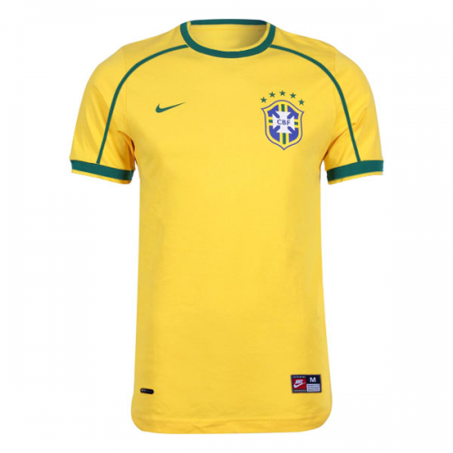 1998-2000 Brazil Home Yellow Retro Jersey Shirt